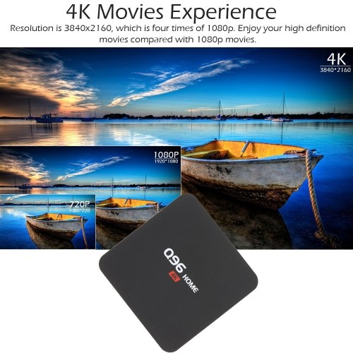 

Q96 HOME Smart Android 8.1 TV Box RK3229 Quad Core UHD 4K Media Player 1GB / 8GB 2.4G WiFi H.265 VP9 HDR10 Video Player with Remote Control