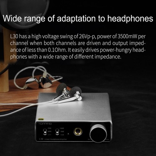 TOPPING L30 HiFi Headphone Amplifier RCA Preamplifier Earphone Amp 6.35mm NFCA 3 Step Gain Settings
TOPPING L30 HiFi Headphone Amplifier RCA Preamplifier Earphone Amp 6.35mm NFCA 3 Step Gain Settings