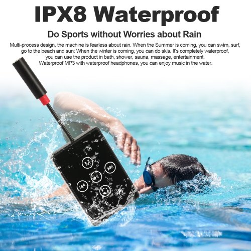K12 IPX8 Waterproof MP3 Player 8GB Music Player with Headphones FM Radio Back Clip Design for Swimming Running Diving
K12 IPX8 Waterproof MP3 Player 8GB Music Player with Headphones FM Radio Back Clip Design for Swimming Running Diving