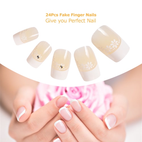 24Pcs Fake Fingernail Tips French Art Full Cover False Finger Nail Tips Set for DIY Manicure
24Pcs Fake Fingernail Tips French Art Full Cover False Finger Nail Tips Set for DIY Manicure