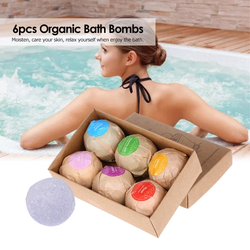 6-pcs Handmade Organic Bath Bombs Bubble Bath Salts Ball Essential Oil SPA Stres