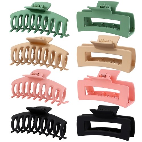 

Bestauty 8Pcs Plastic Matte Hair Claws Hair Clips Combination Set Simple Non-slip Hair Gripper Strong Hold Elegant Hairstyle for Women