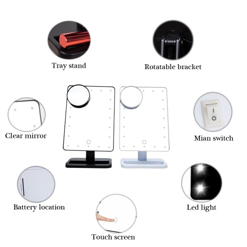 High Quality Fashion Adjustable 20 LED Lights Lady Girl Beauty Cosmetic Square Vanity Desk Stand Makeup Mirror ABS Rotatable with a 10X Magnifying Sucker Mirror
High Quality Fashion Adjustable 20 LED Lights Lady Girl Beauty Cosmetic Square Vanity Desk Stand Makeup Mirror ABS Rotatable with a 10X Magnifying Sucker Mirror