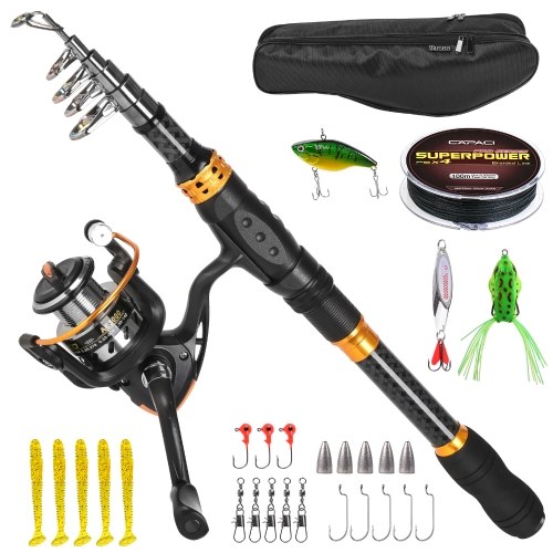 Fishing Rod and Reel Combo Carbon Fiber Telescopic Fishing Rod with Reel Combo Set Lures Jig Hooks Fishing Carrier Bag
Fishing Rod and Reel Combo Carbon Fiber Telescopic Fishing Rod with Reel Combo Set Lures Jig Hooks Fishing Carrier Bag