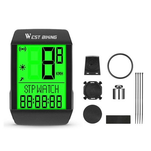 

WEST BIKING 5 Language Wireless Bicycle Speed Meter IPX6 Waterproof Cycling Mileometer Bike Speedometer Cycling Stopwatch