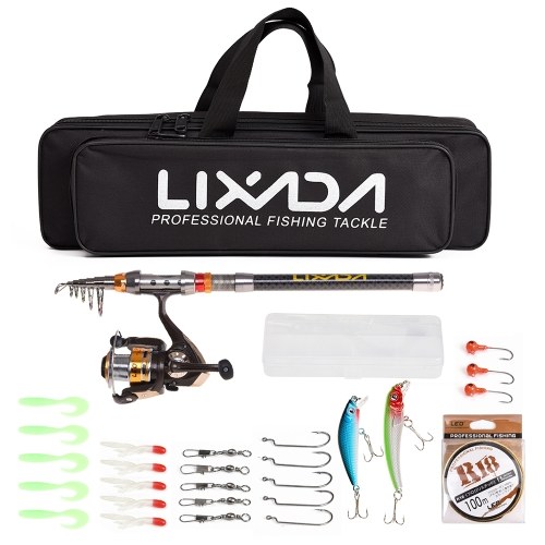 Lixada Fishing Rod Reel Combo Telescopic Fishing Rod Spinning Reel Fishing Line Lures Hooks Swivels Saltwater Freshwater Travel Fishing Accessories Kit
Lixada Fishing Rod Reel Combo Telescopic Fishing Rod Spinning Reel Fishing Line Lures Hooks Swivels Saltwater Freshwater Travel Fishing Accessories Kit