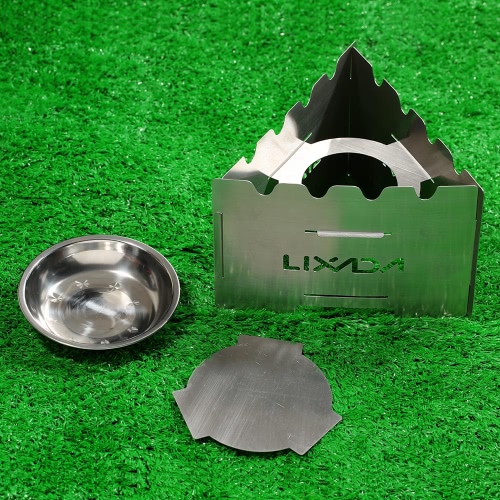 Lixada Portable Stainless Steel Folding Lightweight Wood Stove Outdoor Cooking Picnic Camping Backpacking Burner with Tray for Sol Lixada Portable Stainless Steel Folding Lightweight Wood Stove Outdoor Cooking Picnic Camping Backpacking Burner with Tray for Sol