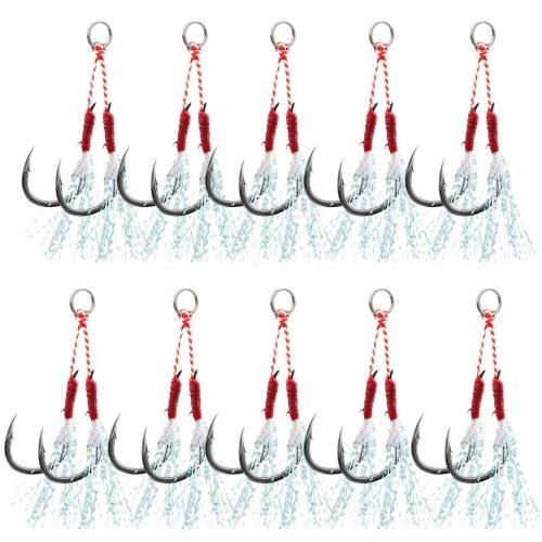 10pcs Fishing Jigging Hooks Set Barbed Carp Fishing Hook with Feather and Split Rings Sea Fishhook Fly Fishing Tackle
10pcs Fishing Jigging Hooks Set Barbed Carp Fishing Hook with Feather and Split Rings Sea Fishhook Fly Fishing Tackle