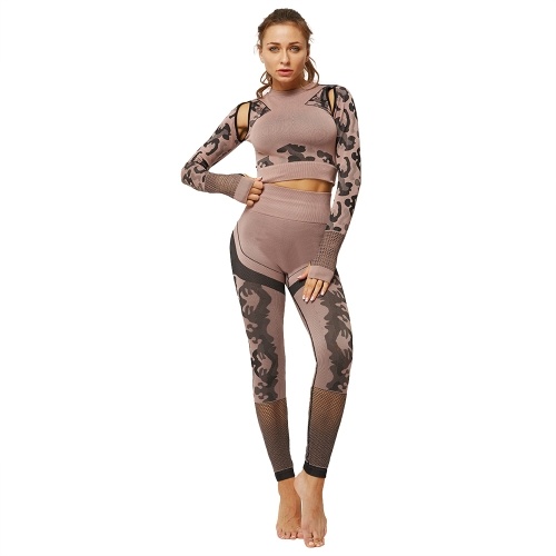 2PCS Women Yoga Crop Shirt Leggings Camouflage Print Thumb Hole Hollow Out Breathable Seamless Bodycon Fitness Sportswear
2PCS Women Yoga Crop Shirt Leggings Camouflage Print Thumb Hole Hollow Out Breathable Seamless Bodycon Fitness Sportswear