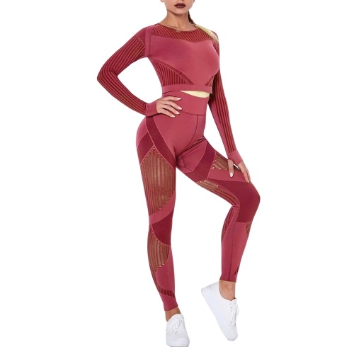 Women Two Piece Yoga Set Crop Long Sleeve High Waist Bodycon Hollow Out Striped Sports Top Leggings Workout Fitness Outfit
Women Two Piece Yoga Set Crop Long Sleeve High Waist Bodycon Hollow Out Striped Sports Top Leggings Workout Fitness Outfit