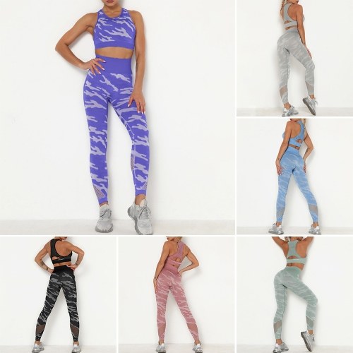 Women Camouflage Yoga Set 2-Piece Bra Tights Suit Crop Top High Waist Leggings Sports Wear
Women Camouflage Yoga Set 2-Piece Bra Tights Suit Crop Top High Waist Leggings Sports Wear