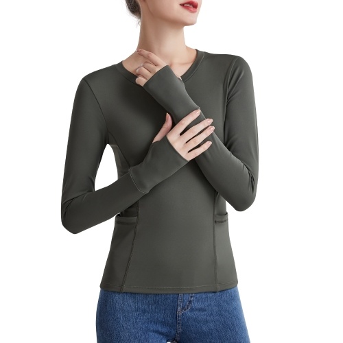 Women Sports Shirt Solid Color O Neck Long Sleeve Bodycon Pocket Finger Hole Yoga Running Gym Top Sweatshirt
Women Sports Shirt Solid Color O Neck Long Sleeve Bodycon Pocket Finger Hole Yoga Running Gym Top Sweatshirt