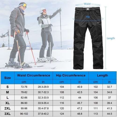 

Winter Warm Snow Pants Cold Weather Waterproof Skiing Pants Trousers with Removable Suspenders for Men Women Skiing Snowboarding Shoveling