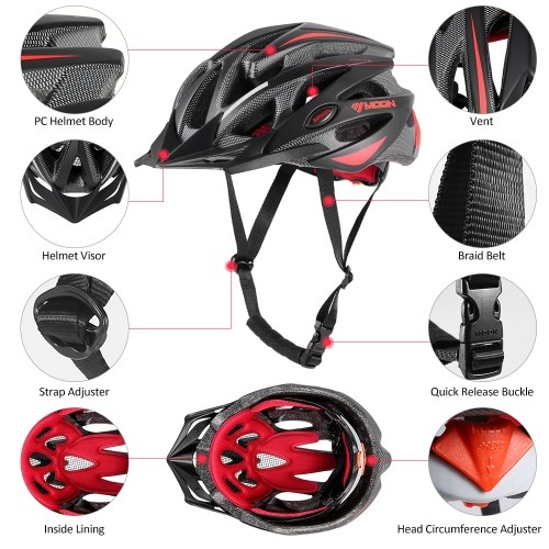 Moon Adjustable Bike Helmet Unisex Adult Cycling Helmet with Visor for Road Racing MTB Cycling Moon Adjustable Bike Helmet Unisex Adult Cycling Helmet with Visor for Road Racing MTB Cycling