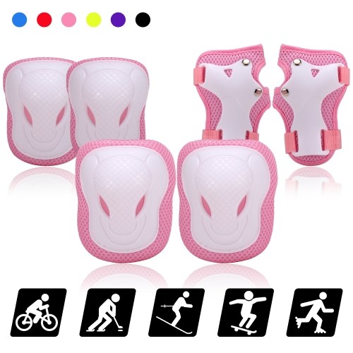 

Kids Knee Pads Set 6 in 1 Protective Gear Kit Knee Elbow Pads with Wrist Guards Children Sports Safety Protection Pads for Cycling Roller Skating