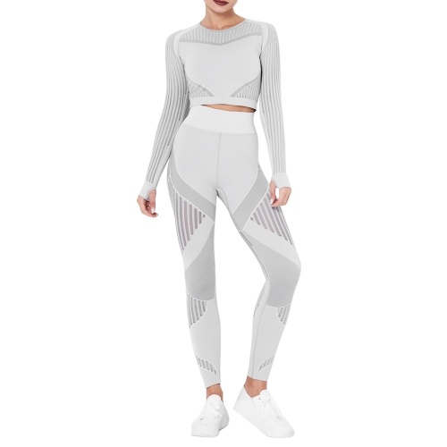 Women Two Piece Yoga Set Crop Long Sleeve High Waist Bodycon Hollow Out Striped Sports Top Leggings Workout Fitness Outfit
Women Two Piece Yoga Set Crop Long Sleeve High Waist Bodycon Hollow Out Striped Sports Top Leggings Workout Fitness Outfit