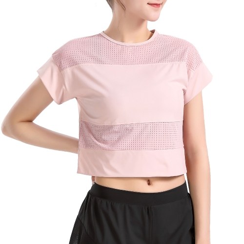Women Mesh Splicing Sports T-shirt Cropped Short Sleeve Breathable Running Yoga Gym Workout Sportswear
Women Mesh Splicing Sports T-shirt Cropped Short Sleeve Breathable Running Yoga Gym Workout Sportswear
