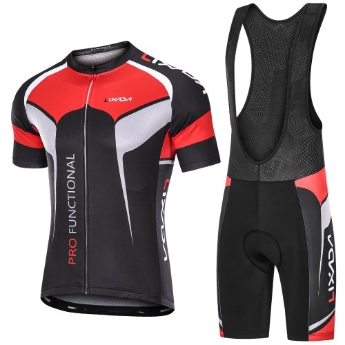 

Lixada Men's Short Sleeve Cycling Jersey Padded Bib Short Set Breathable Quick-drying Cycling Cloth Set