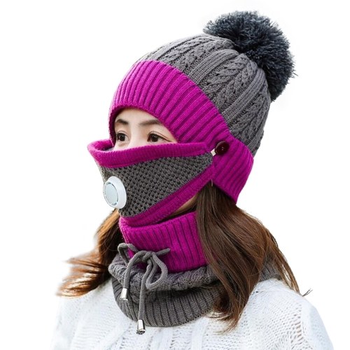 Winter Scarf Mask Set with Breathing Valve Outdoor Thickened Knitted Hat Scarf Face Cover for Women
Winter Scarf Mask Set with Breathing Valve Outdoor Thickened Knitted Hat Scarf Face Cover for Women