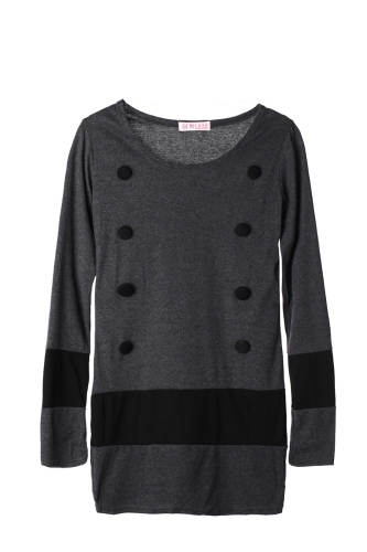 New Casual Women Dress Long Sleeve Double Breasted Stripe One-piece Mini Dress Dark Gray
New Casual Women Dress Long Sleeve Double Breasted Stripe One-piece Mini Dress Dark Gray