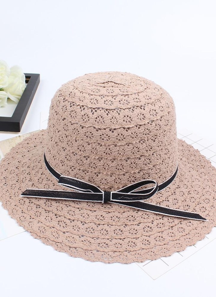 Summer Fashion Women Straw Floppy Hat Wide Brim Bowknot Foldable Sun Beach Holiday Casual Cap