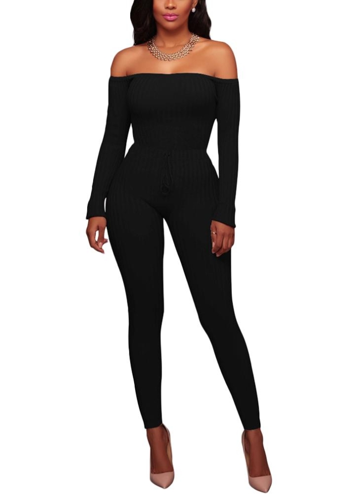 womens black knit jumpsuit