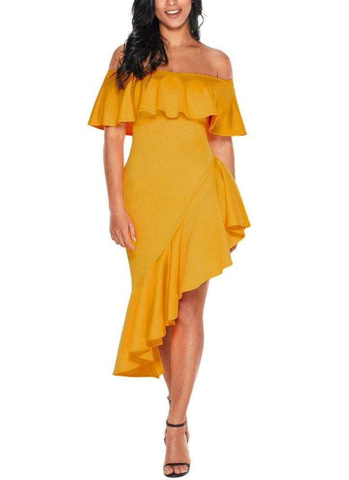 Sommer Kleid Strand Blumen Kurzarm Unregelmäßig Asymmetrisch Midi Frauen Mode