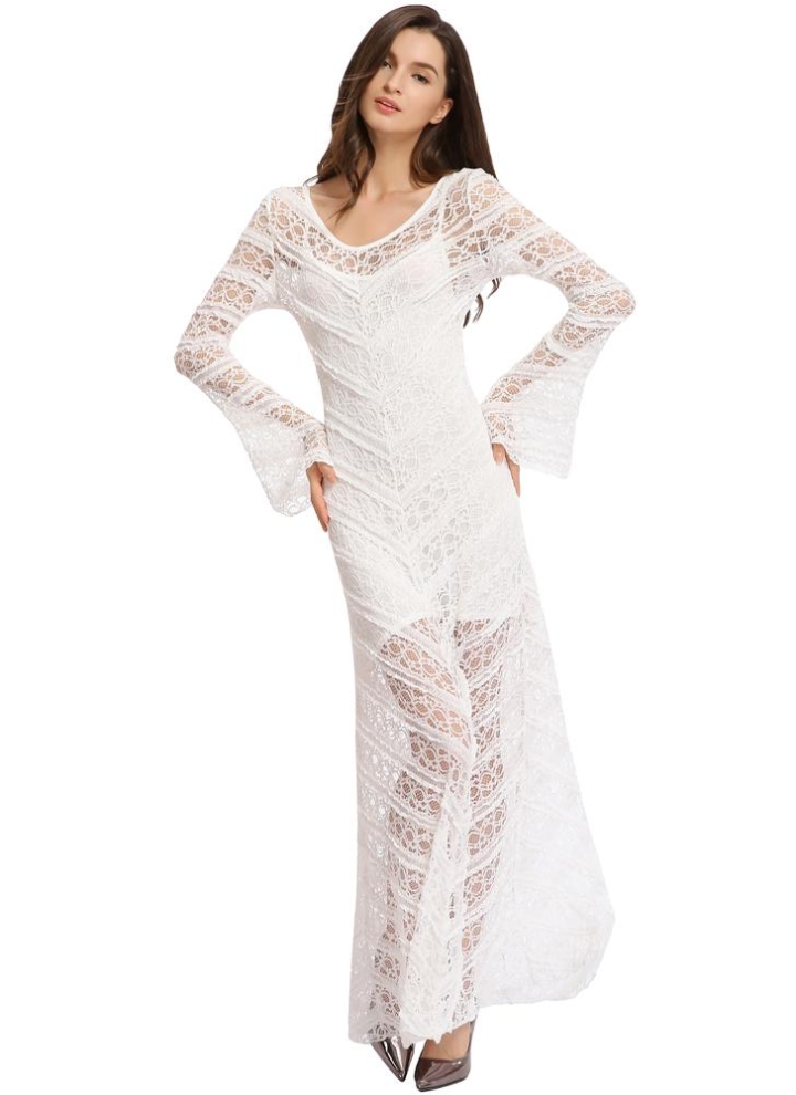 vestito bianco lungo pizzo