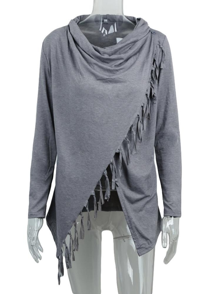 Para Hombre Elegante Capucha Cuello Bolsillo palangre Suéter asimétrico Sweater L XL 2XL