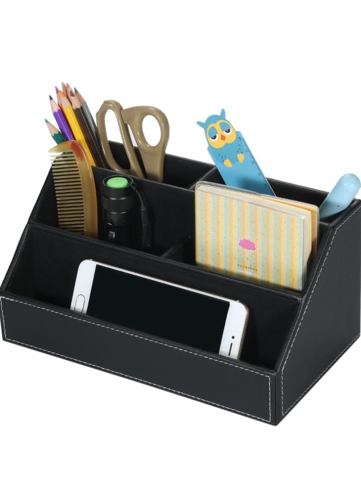 Multi Functional Pu Leather Desktop Organizer Storage Box Holder Multi Functional Pu Leather Desktop Organizer Storage Box Holder With 5 Compartments For Remote Control