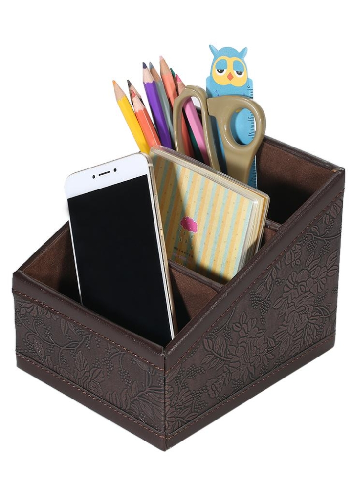 Multi Functional Pu Leather Desktop Organizer Storage Box Holder Multi Functional Pu Leather Desktop Organizer Storage Box Holder With 3 Compartments For Remote Control