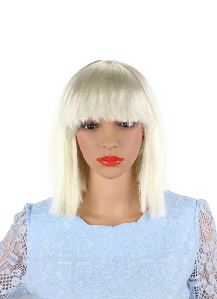 adults kids bob straight short hair wig with flat bangs women synthetic full head wigs for