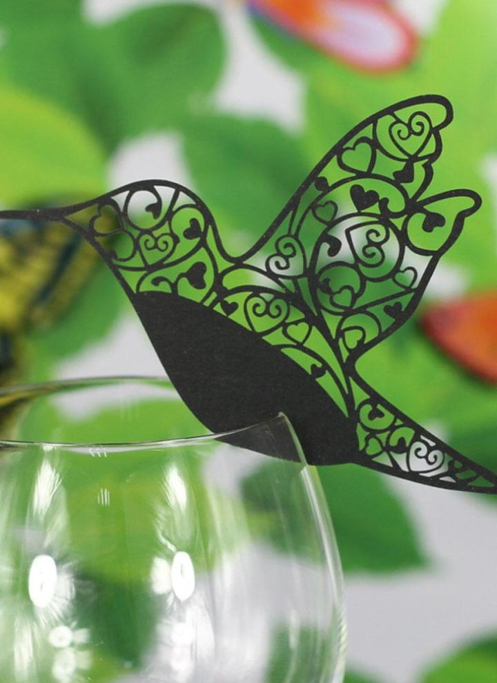 50pcs Tarjeta de Copa Vaso Forma Mariposa Rosado para Navidad Fiesta Boda