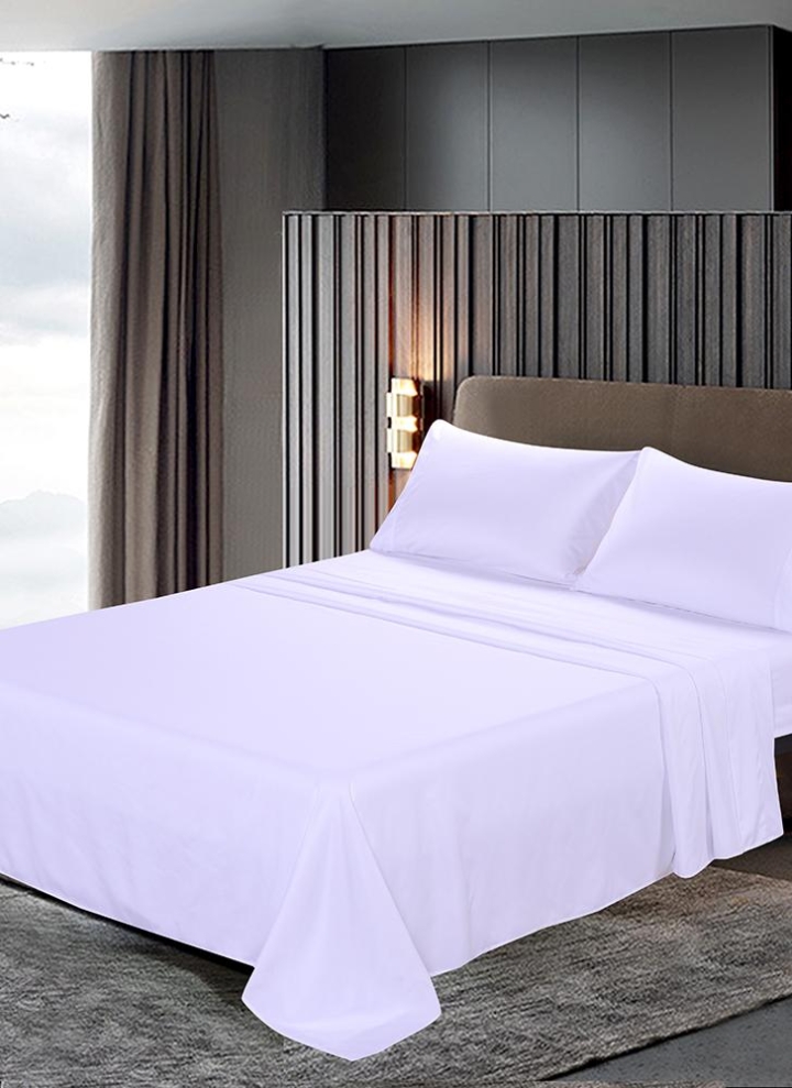 Htovila 4 Piece Bed Sheet Set Soft Brushed Microfiber Bedding Flat Fitted 2pcs Pillowcase Queen Size Grey
