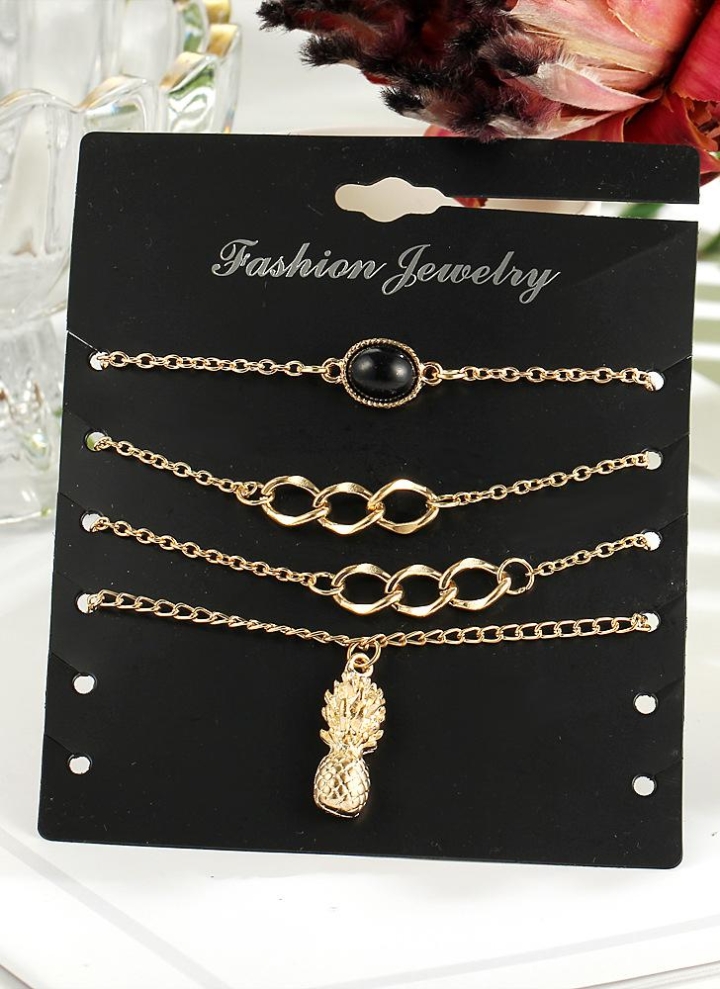4pcs//Set Femme bijoux plaqué or cœur perles Cheville Chaîne Pied Cheville Bracelet
