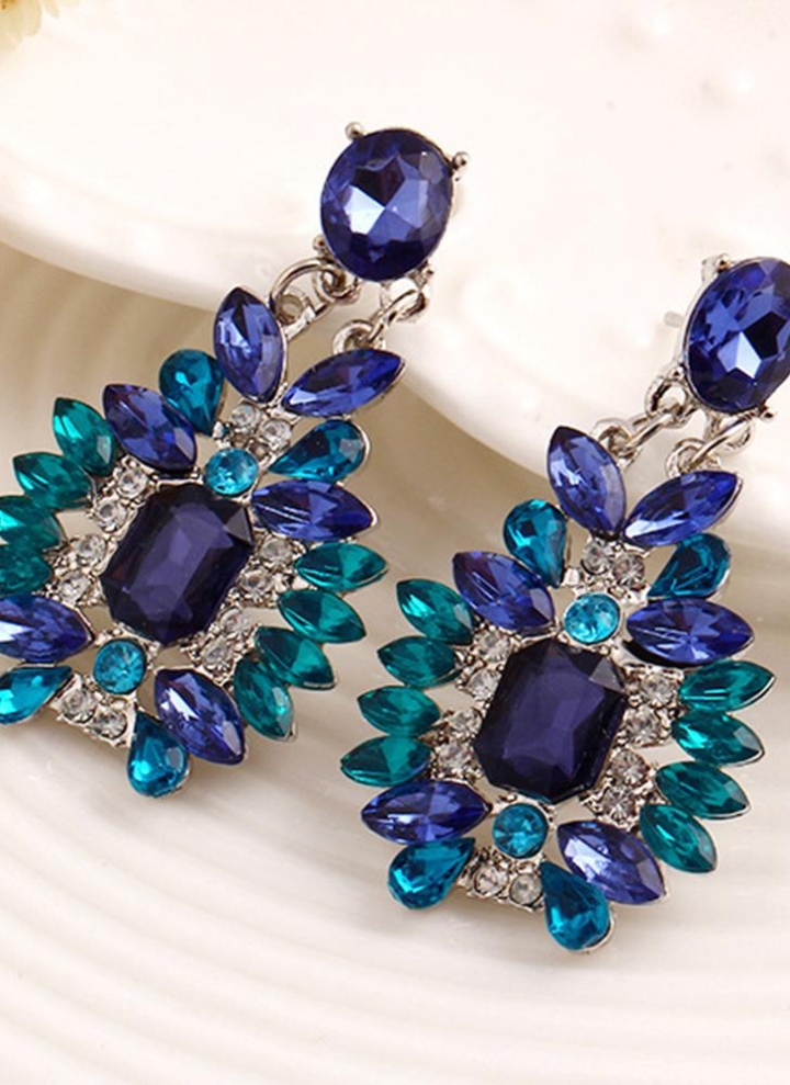 26 Style Simple Colorful Crystal Earrings ethnic wedding jewelry accessories Rhinestone stud earrings for women
