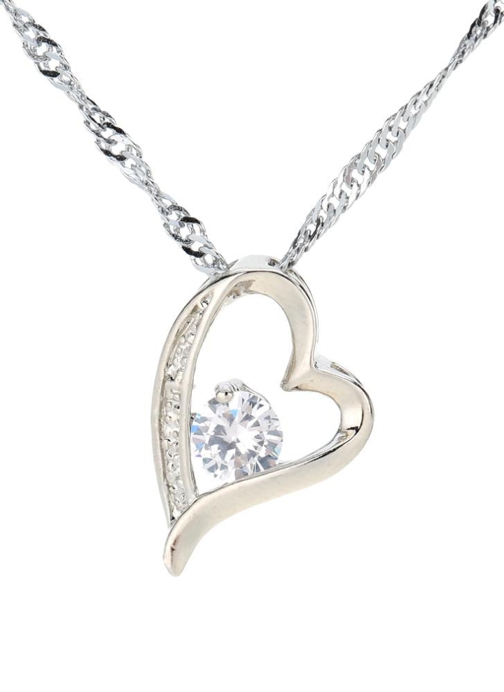 Mujeres Moda Cristal Estrás Corazón Colgante Plata Cadena Collar Joyería Nuevo