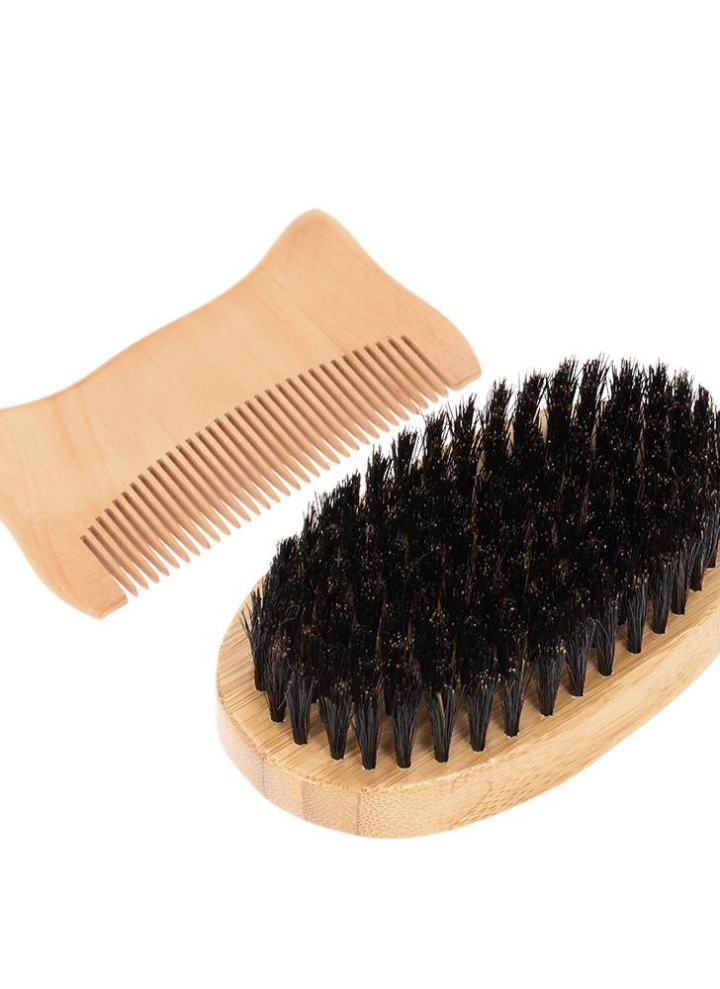 2pcs Men S Beard Brush Comb Set Soft Fiber Shaving Brush Wooden