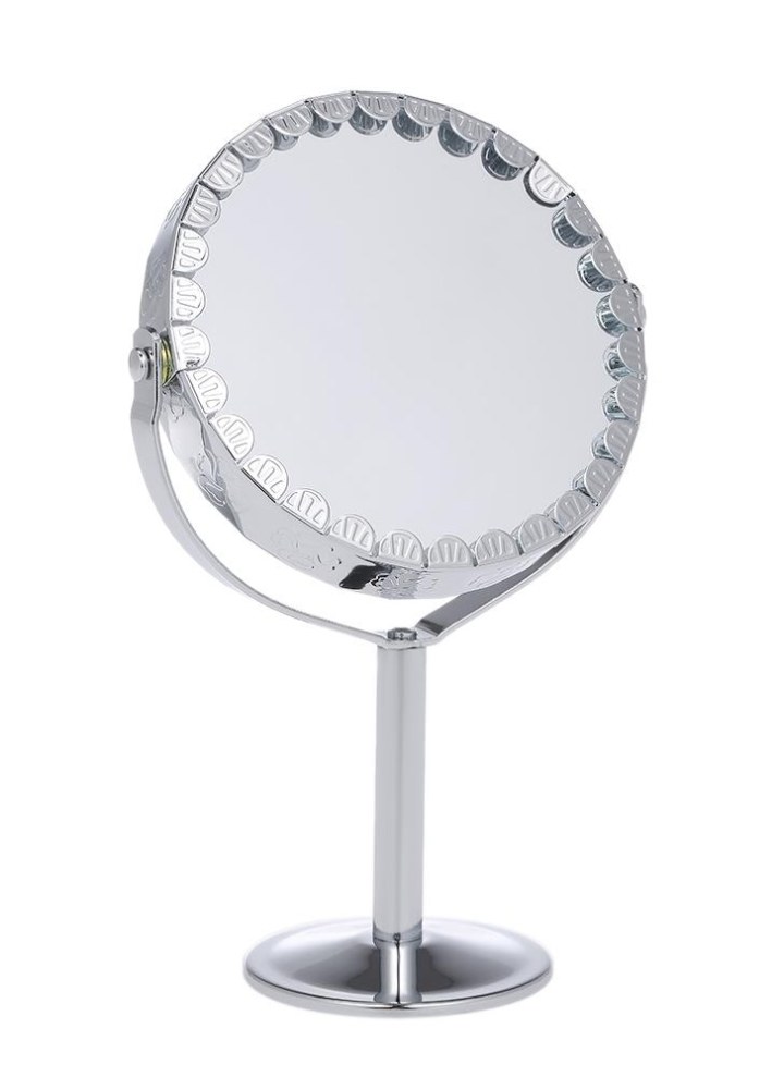 Sliver 3 Inch 3x Magnification Makeup Mirror Round Shape Double Side 3 Inch 3x Magnification Makeup Mirror Round Shape Double Side Rotating Cosmetic Vanity Desk Stand