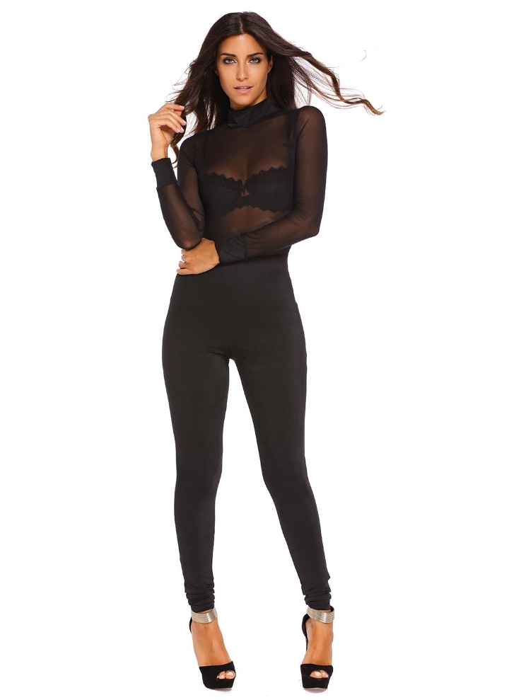 mesh top jumpsuit