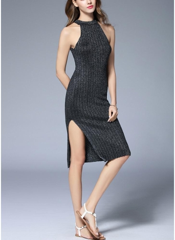 Vestido De Mujer Con Cuello En V Sin Mangas Con Costuras De Vestido De Mujer Con Cuello En V Sin Mangas Con Costuras De