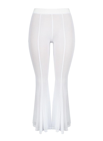 white mesh flare pants