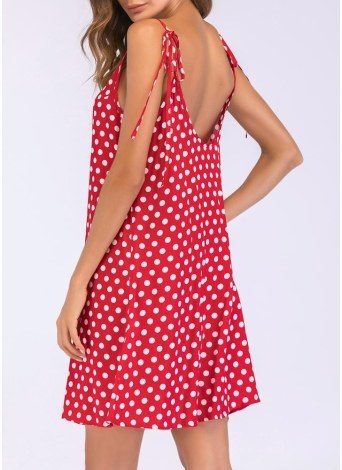 dots print spaghetti strap mini dress