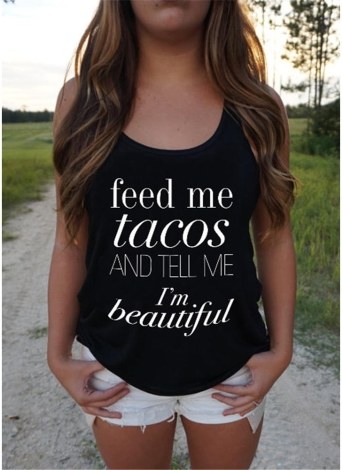 Q Tops Chaleco Sin Mangas Con Estampado De Letras Para Mujer Q Tops Chaleco Sin Mangas Con Estampado De Letras Para Mujer