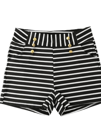 Summer Casual Striped High Elastic Waist Women's Shorts