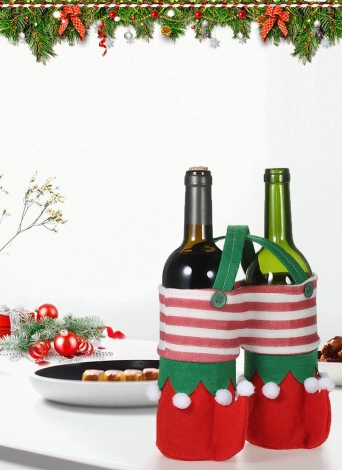 3pcs Set Christmas Wine Bottle Bags Beverage Drink Holders Candy