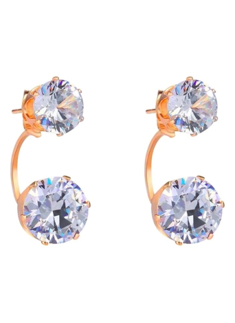 Adatti a fascino Fronte Retro Double Sided Mezzo circolo zircone cristallo strass placcato oro dell'orecchio Orecchino gioielli per le donne