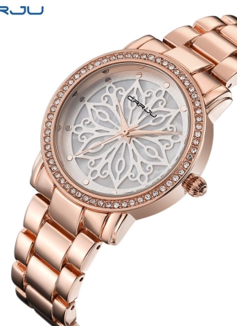 Crrju Marke Luxus Diamant Edelstahl Skeleton Business Damenuhr Chicuu Com