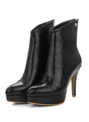 Pointed Toe Platform High Heels Back Zipper Boots