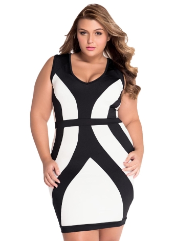 Curvy Lines Thick Straps Plus Size Bodycon Dress